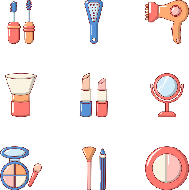 化妆包图标设置卡通风格图片下载