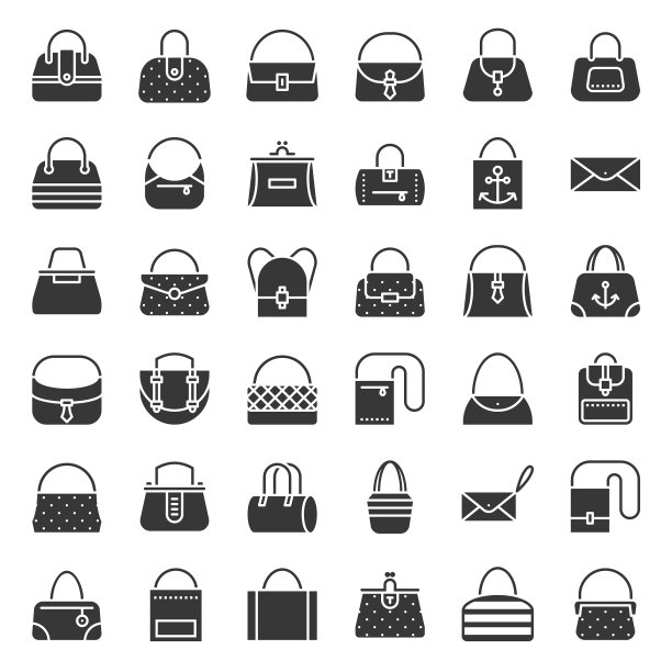 时尚包固体图标在各种风格等图片下载