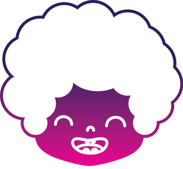 剪影男孩的头，卷发和微笑的脸图片下载