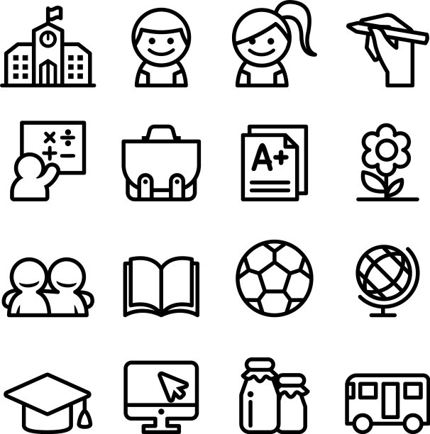 学校图标集细线图标图片下载