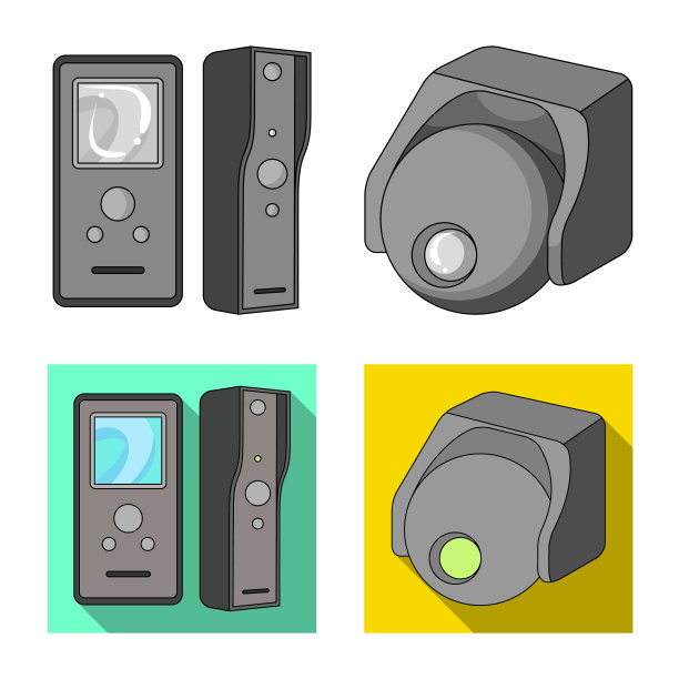 闭路电视和摄像机符号的孤立对象图片下载