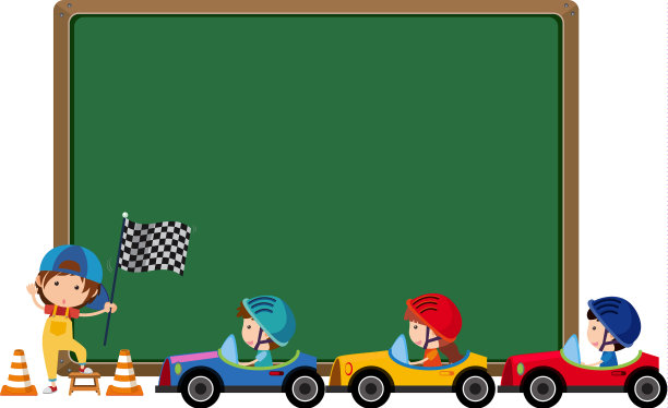 边框模板与孩子驾驶玩具汽车图片下载
