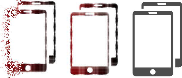 碎点半色调智能手机图标图片下载