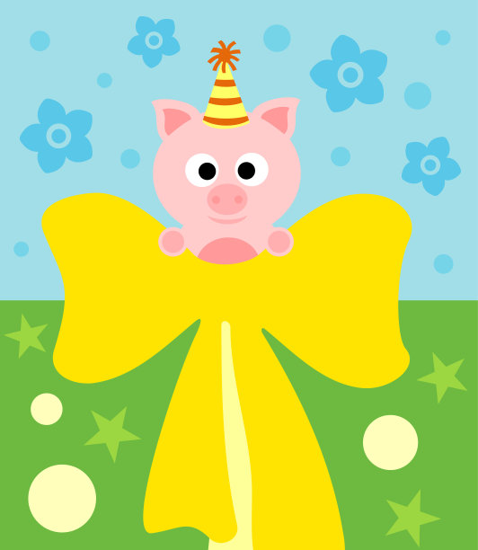 卡通背景卡与有趣的猪图片下载