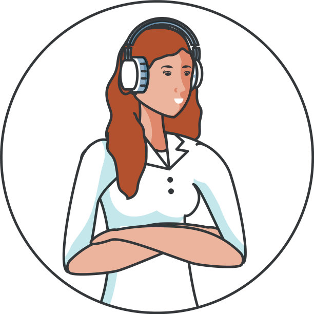 戴着耳机的可爱年轻女人图片下载