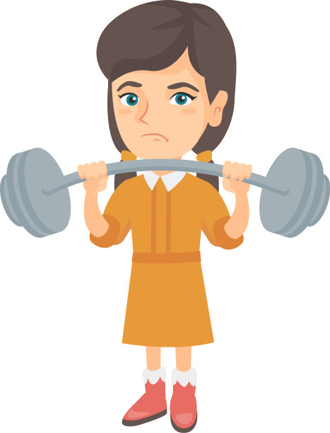 沮丧的白人女孩举着沉重的杠铃图片下载