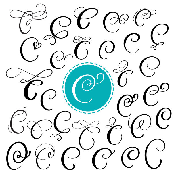 一套手绘书法字母c图片下载