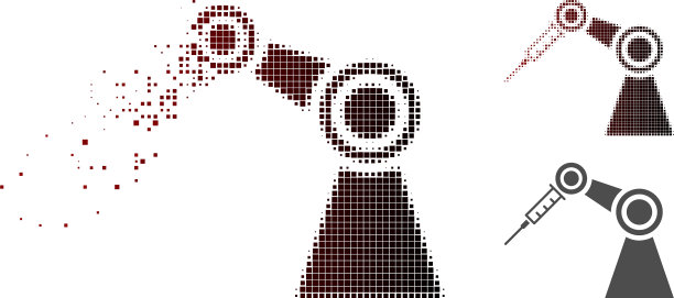 破碎点半色调医疗注射机器人图标图片下载