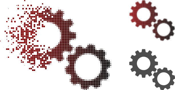 瓦解虚点半色调齿轮图标图片下载