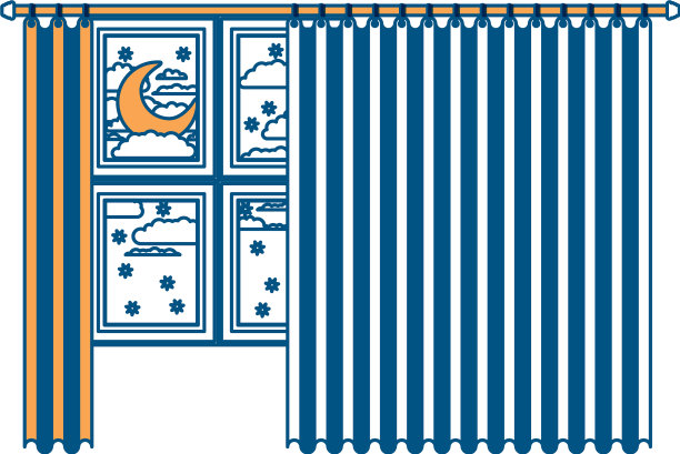 大窗帘和夜景色彩的窗户图片下载