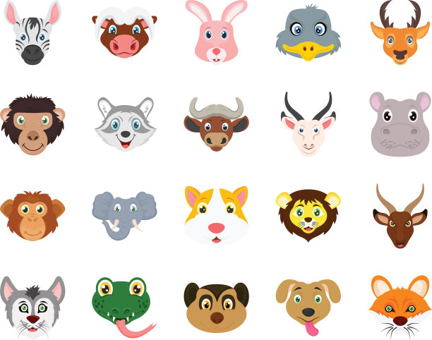 动物平面彩色图标集图片下载