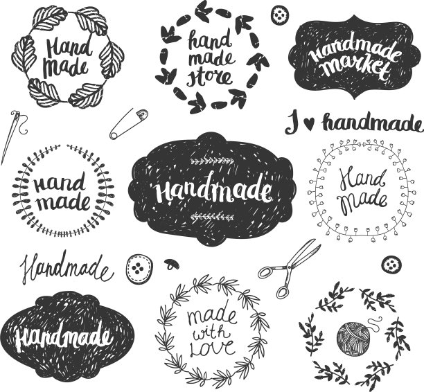 一套手绘涂鸦框架徽章图片下载