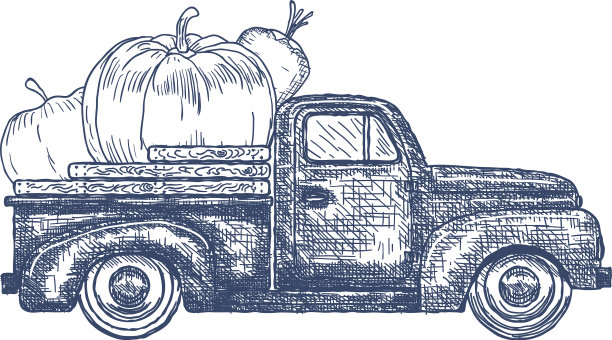 带着蔬菜的老式皮卡图片下载