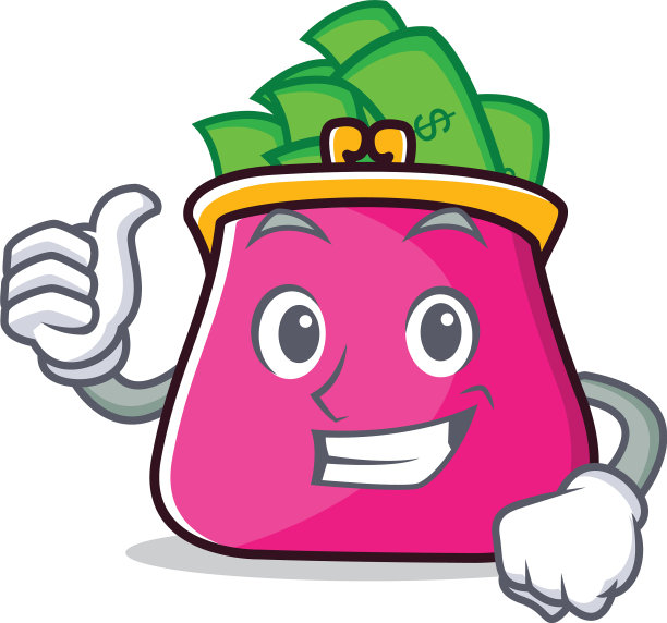 大拇指向上的钱包人物卡通风格图片下载