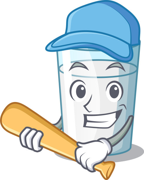 在餐厅里玩棒球角色牛奶杯图片下载