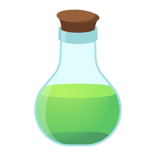 烧瓶卡通图标上的绿色背景图片下载