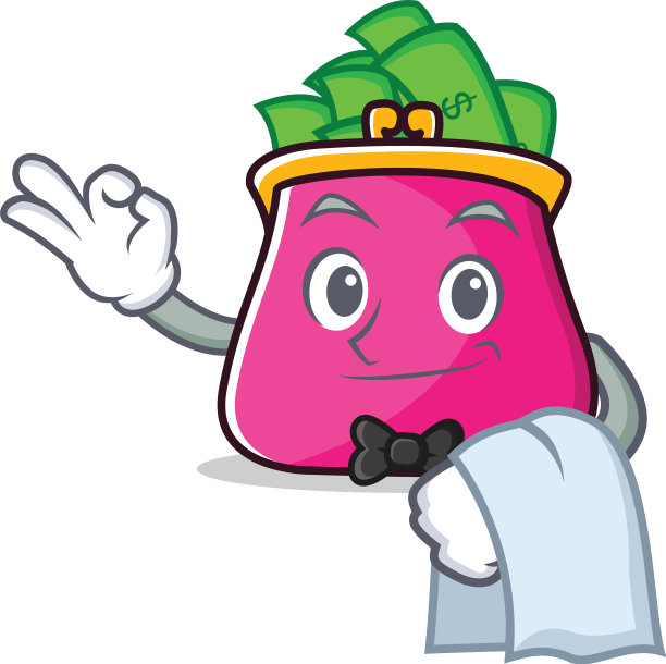 服务员钱包卡通人物风格图片下载