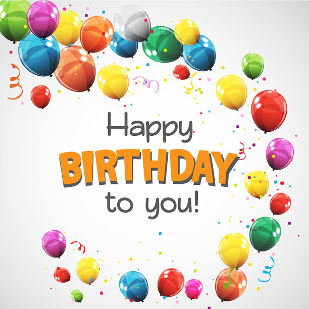 彩色光泽的生日气球横幅图片下载