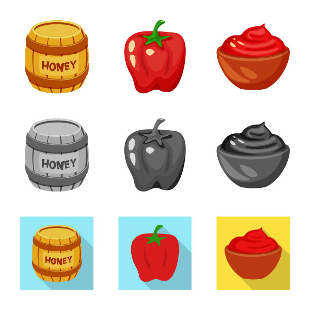 孤立物体口味和产品符号集图片下载