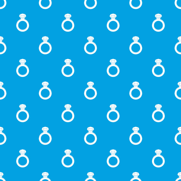 戒指与宝石图案无缝蓝色图片下载