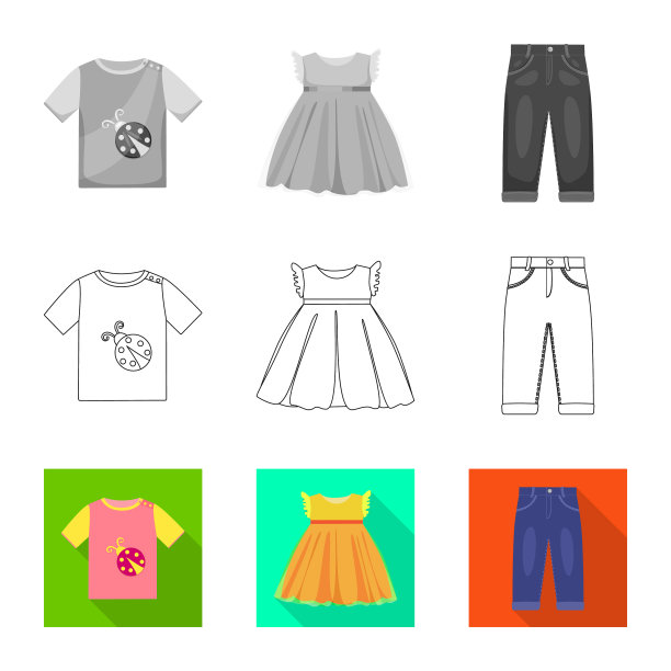 设计时装及服装标志套装图片下载