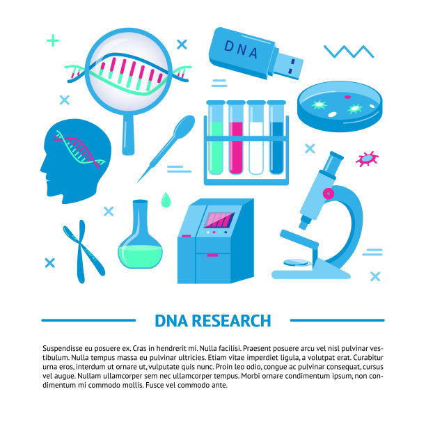 DNA研究医学旗帜模板扁平化风格图片下载
