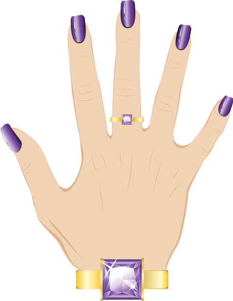 手上戴着紫水晶戒指图片下载