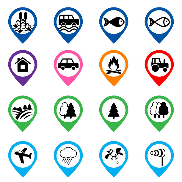 越野活动和露营图标集图片下载