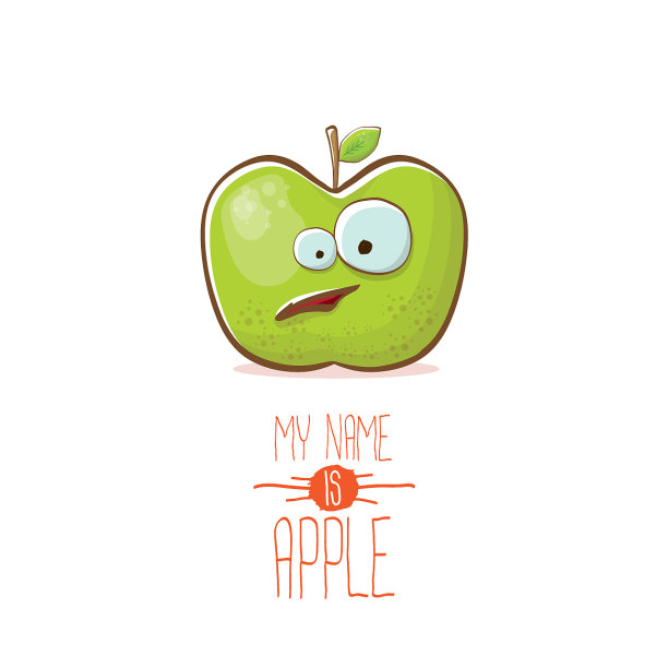 有趣的卡通可爱的绿苹果人物图片下载
