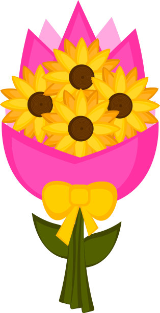 孤立的向日葵花束图片下载