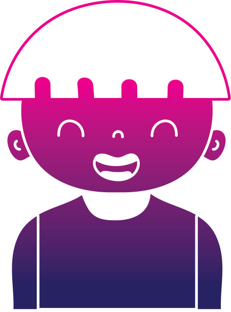 剪影微笑男孩的发型和t恤图片下载