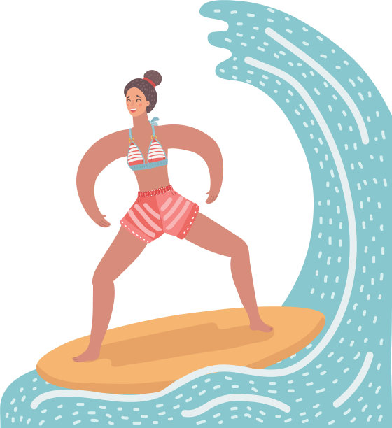 冲浪板上的女人图片下载