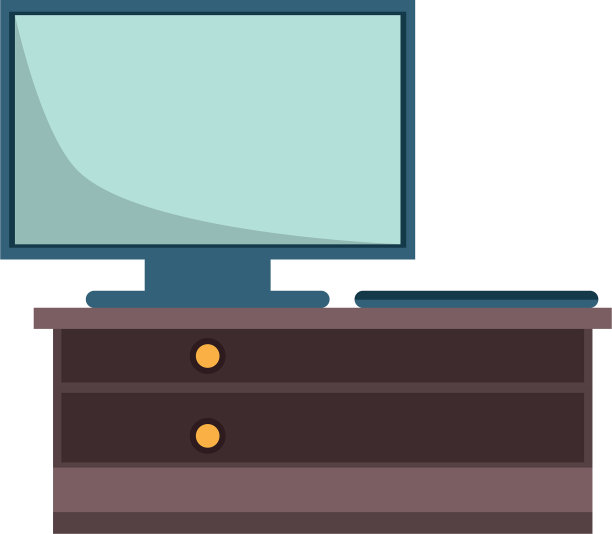 带有电视屏幕的书桌图片下载