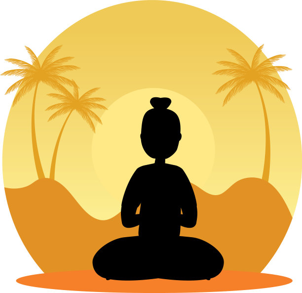 剪影女子练习普拉提与莲花图片下载