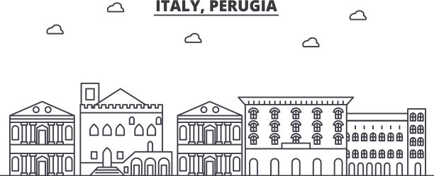 意大利佩鲁贾建筑线天际线图片下载