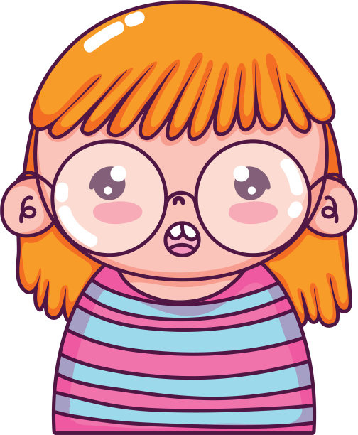 快乐的女孩戴着眼镜，留着发型图片下载