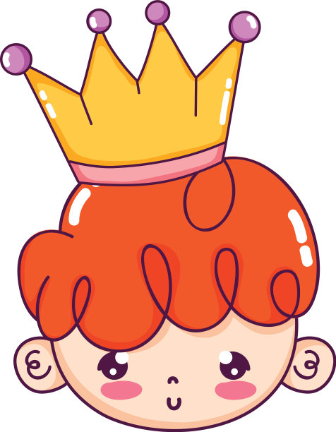 可爱的男孩头与发型和皇冠图片下载