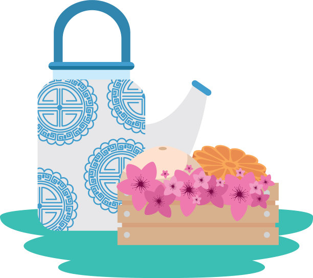 中国传统的木制花茶壶图片下载