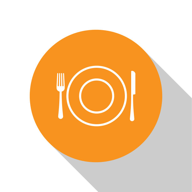 白色盘子叉和刀的图标孤立在白色图片下载