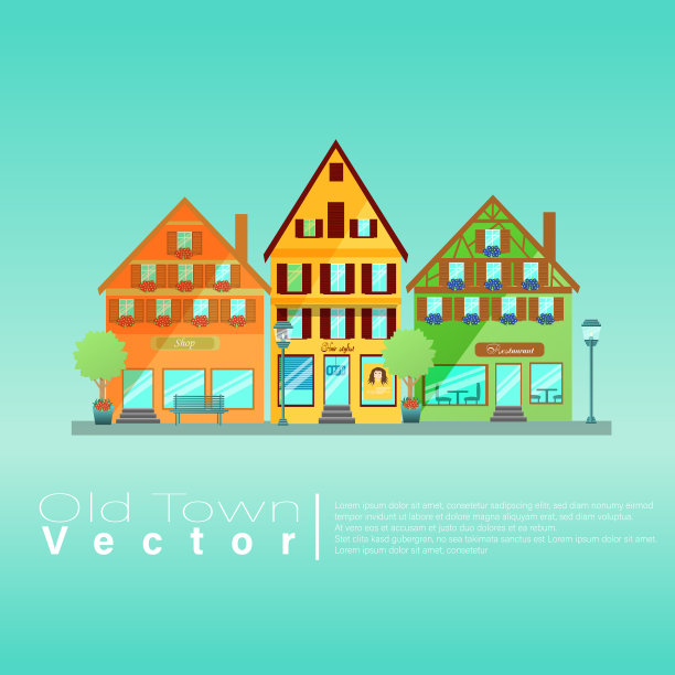 中世纪城市的正面视图图片下载