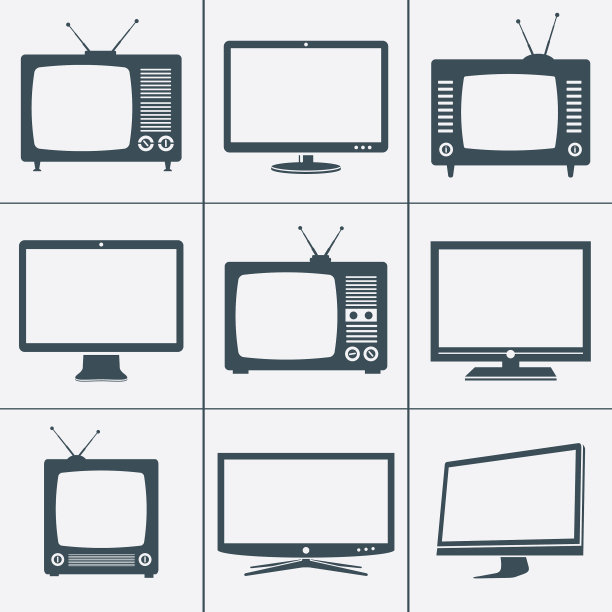 现代和复古的电视图标图片下载