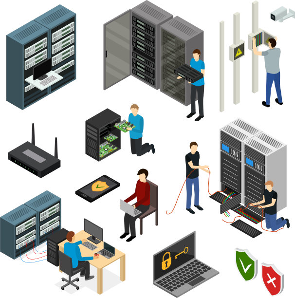 服务器硬件标志图标设置等距视图图片下载