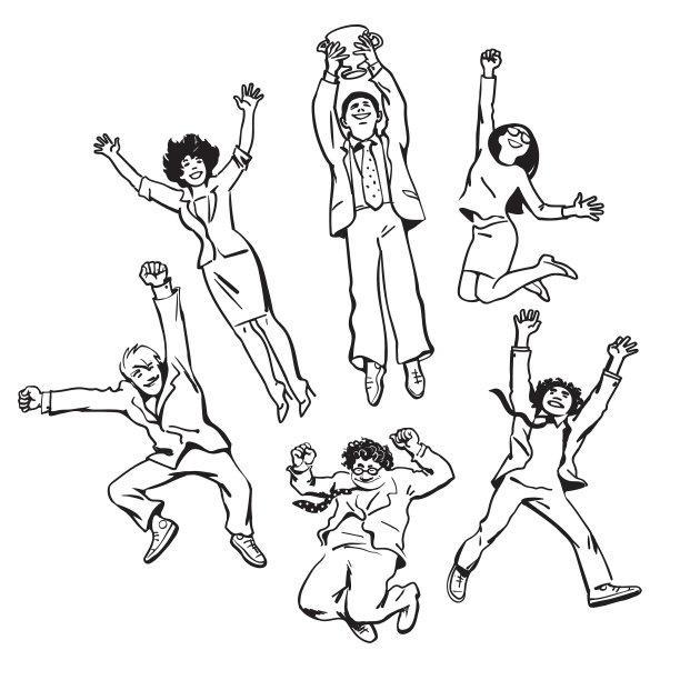 一群商界人士男女跳来跳去图片下载