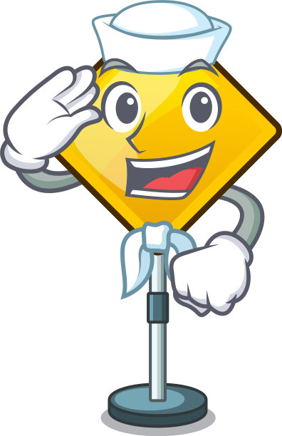 卡通造型的水手伤害警告标志图片下载