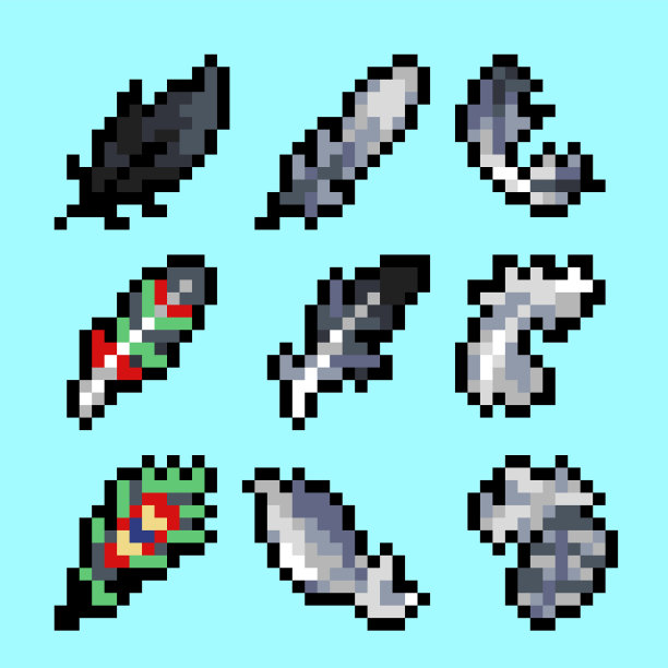 像素风格的羽毛集图片下载