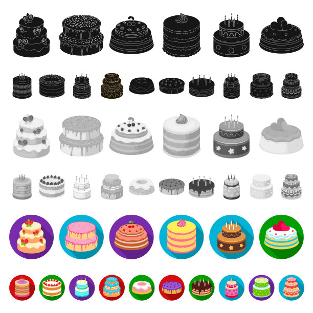 蛋糕和甜点平面图标集合为图片下载