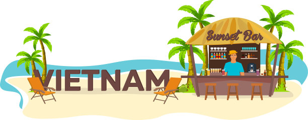 越南旅游棕榈饮夏日躺椅图片下载