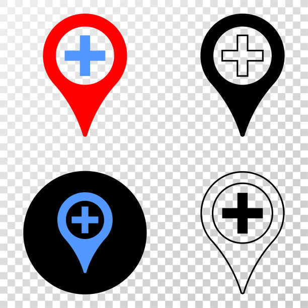 带轮廓的医疗地图标记EPS图标图片下载