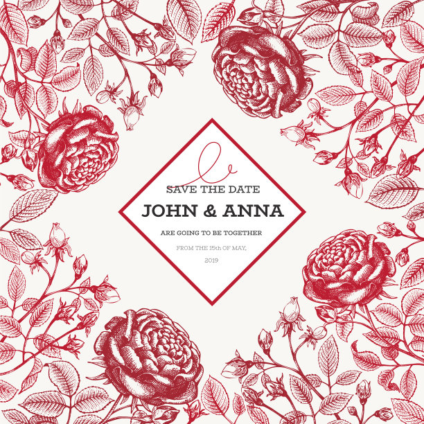 玫瑰花设计模板手绘图片下载