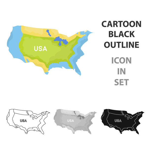 美国领土的卡通图标图片下载